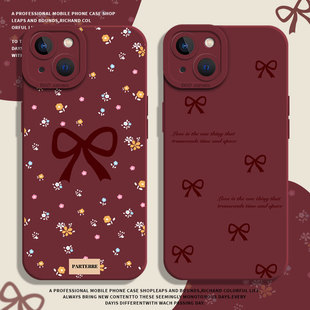 11ultra女神note10 12酒红色13红米k80高级感k70k60k50k40新年k90 红色蝴蝶结适用小米15手机壳14pro新款