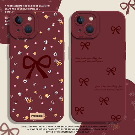 红色蝴蝶结适用小米15手机壳14pro新款12酒红色13红米k80高级感k70k60k50k40新年k90/17/11ultra女神note10/9