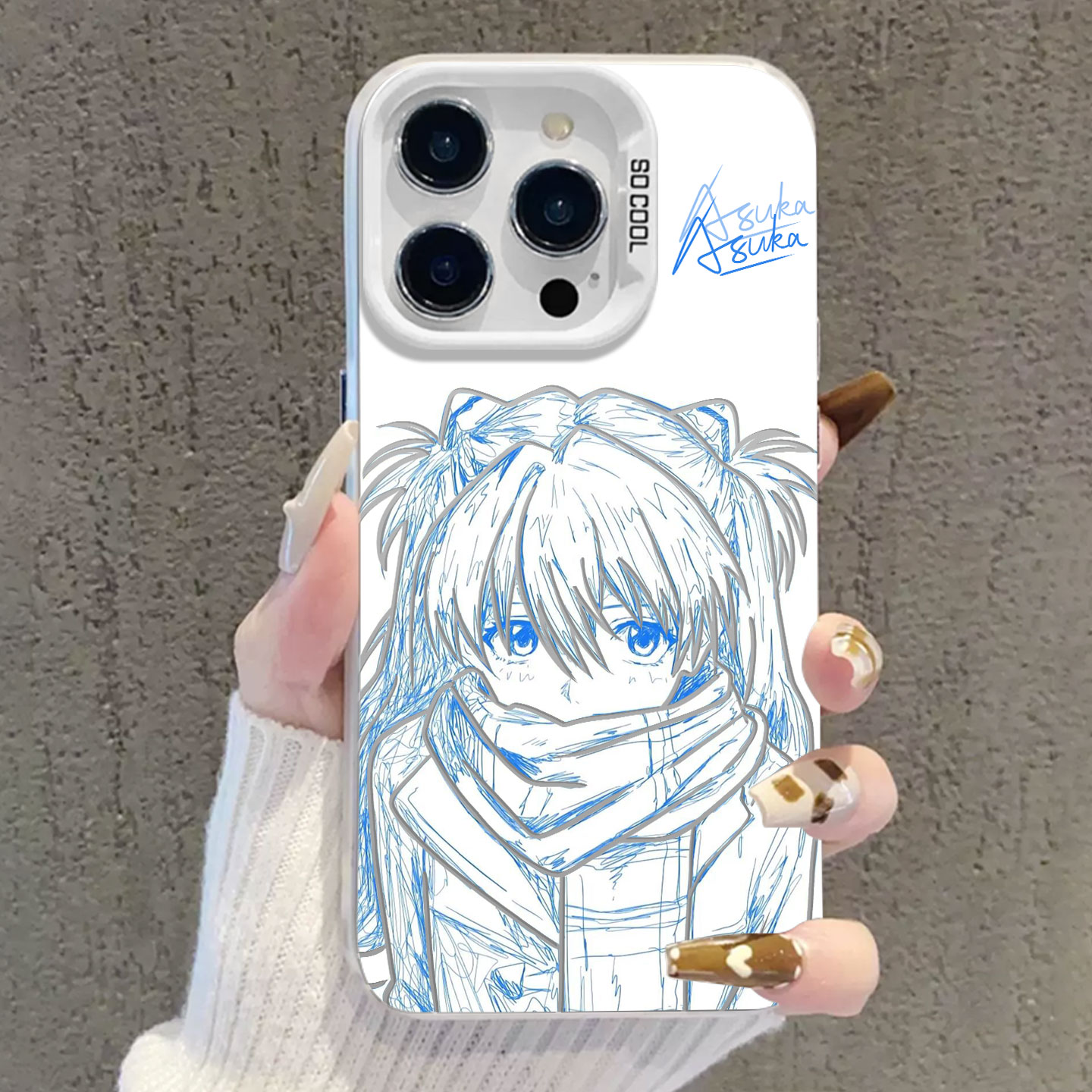 适用华为手机壳素描围巾明日香