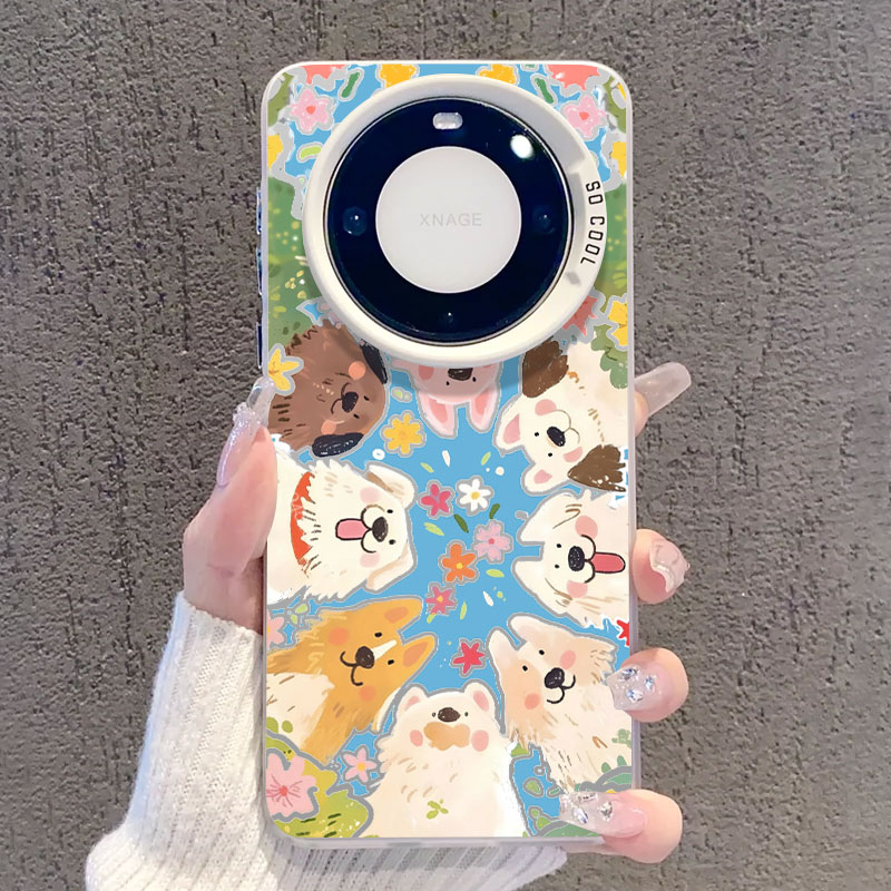 适用华为mate系列手机壳花丛猫狗