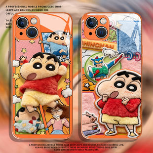 毛绒蜡笔小新适用iQOO15手机壳新款13动漫12Pro男neo11可爱z10turbo+玻璃9/8/7一加12创意ace6/5高级感3女款2