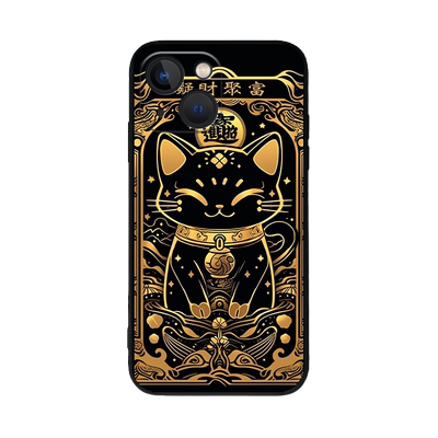 适用招财黑猫手机壳一加魅族硅胶