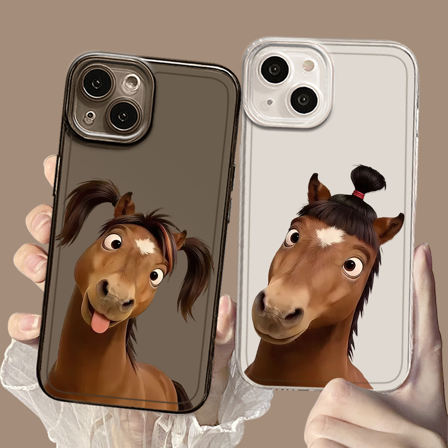 抽象长发马适用苹果17手机壳iphone16新年15promax搞怪14plus马年13mini过年12本命年11情侣x小众xr透明xs女8