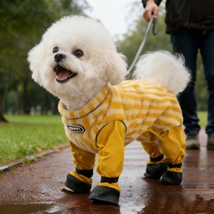 新款过年冬季保暖狗狗四脚全包防尘裤防脏连脚泰迪比熊遛狗衣服