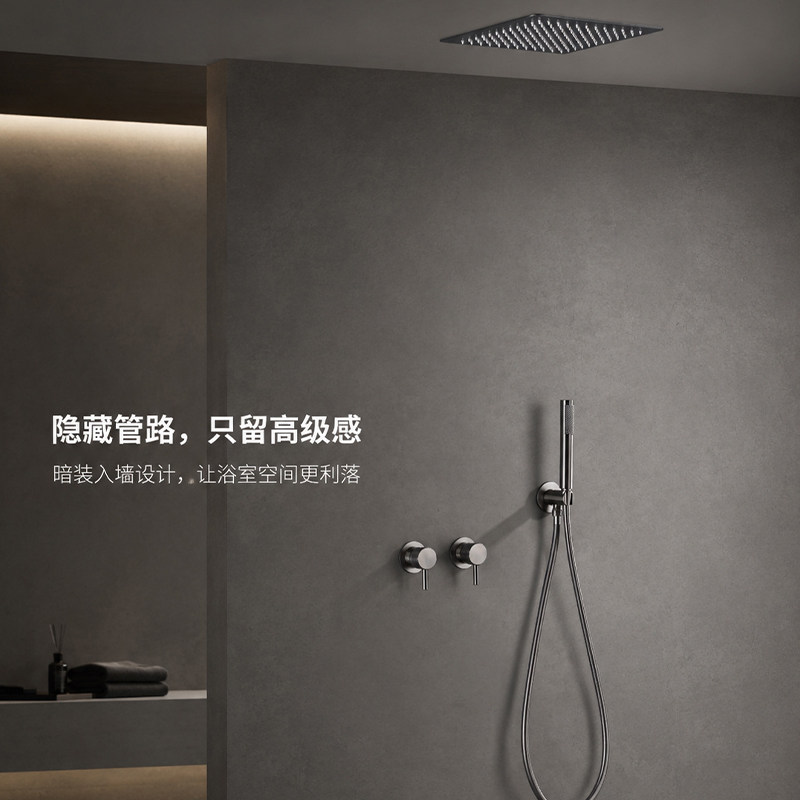 极简吸顶天幕暗装冷热花洒套装