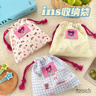 婚礼礼物新款可爱卡通束口抽绳发泡收纳袋便携小包外出杂物化妆时