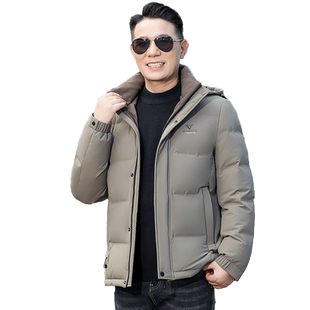 爸爸羽绒服中老年男士冬装外套50岁父亲加厚冬季新款上衣白鸭绒男