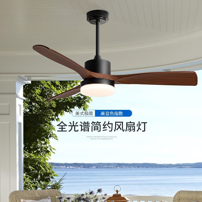 中古风餐厅客厅风扇灯吊扇灯大风体力家用变频卧室吸顶风扇吊灯一