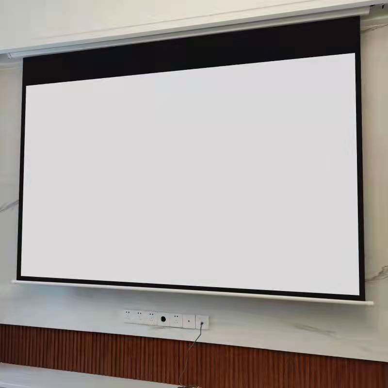 京台投影幕布100寸白塑白软玻珠电动幕120寸投影幕支持定做包安装