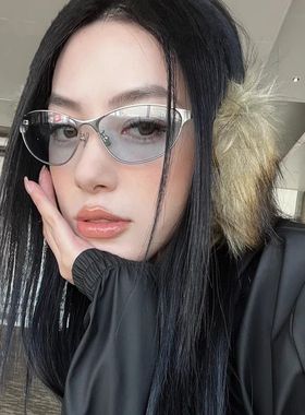 高级感复古y2k金属猫眼眼镜女大框素颜神器眼镜框架韩版平光镜潮