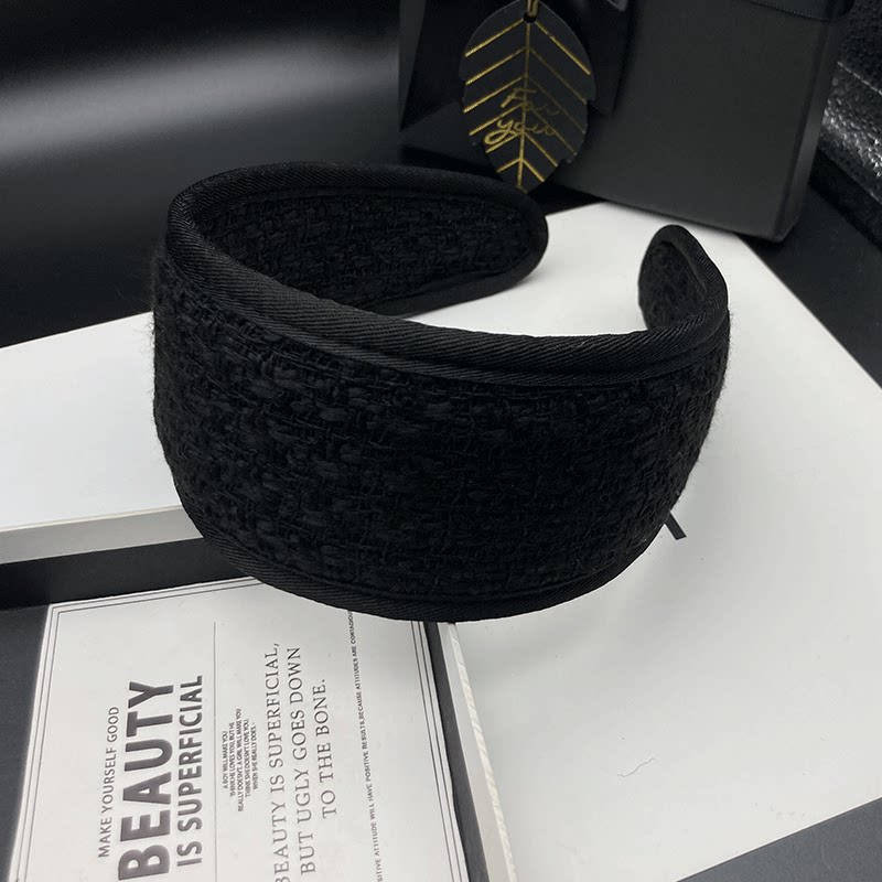 黑色超宽边针织发卡发箍女2023新款遮白发头饰外戴压发洗脸头箍