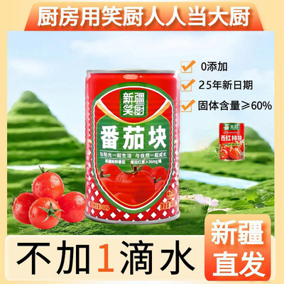 25年新疆特产笑厨西红柿块罐头番茄丁番茄酱切块新鲜无添加剂调味