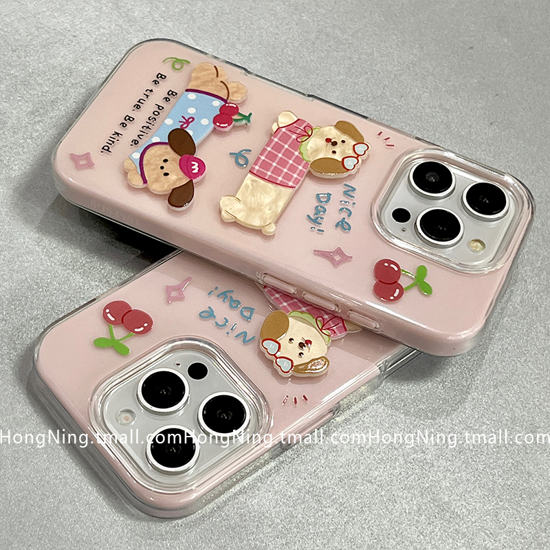卡通可爱立体小狗适用苹果16ProMax手机壳趣味男生iPhone13新款16pro小众女款14防摔15PRO硅胶创意全包保护套
