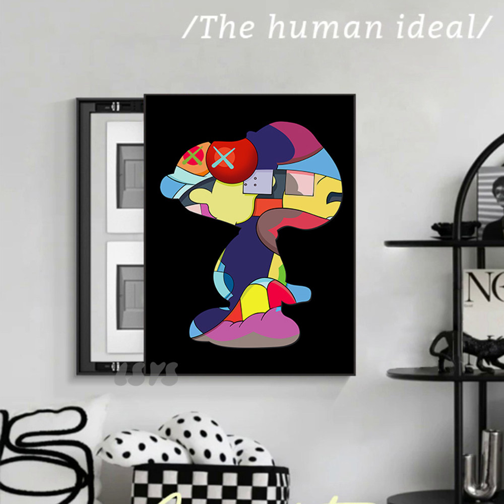 KAWS插画电表箱装饰画ins风潮流卡通客厅玄关挂画配电箱遮挡定制