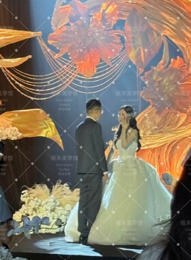 Eva仿真金黄牡丹花婚礼美陈