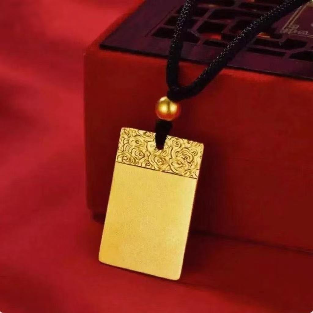 温亭AU916珠宝情人节礼物22K黄金吊坠平安无事牌22K金女款精致5