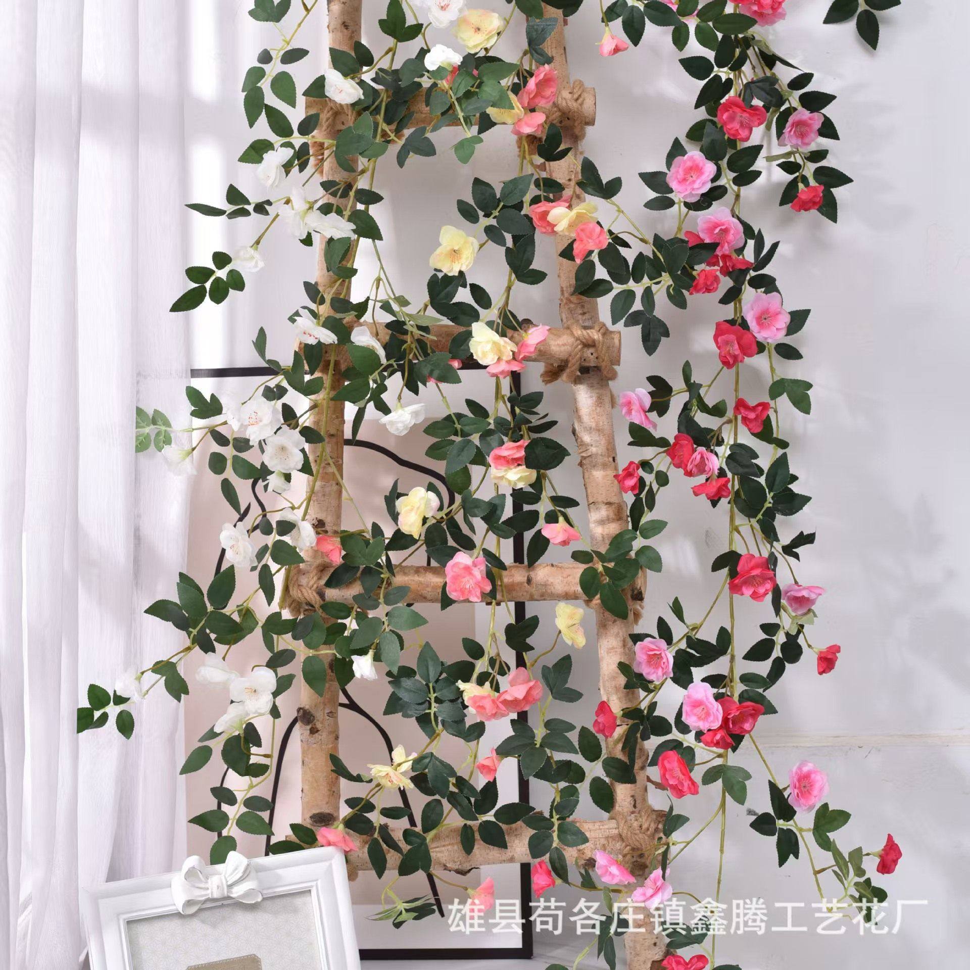 仿真海棠花藤条客厅室内阳台空调管道庭院装饰档假花墙壁挂绿植,家居饰品,仿真花/假花,淘宝优惠券,粉丝福利购,淘宝优惠卷