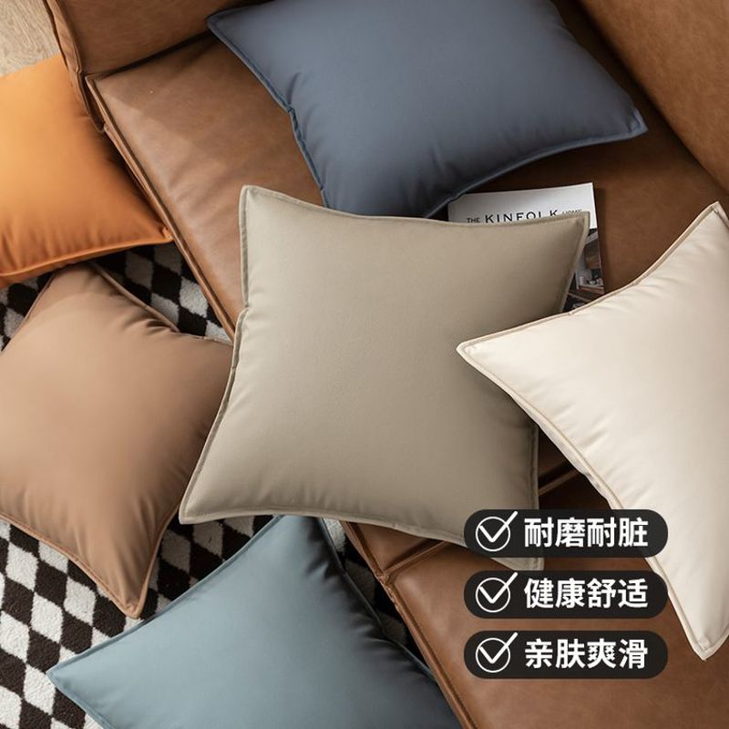 荔枝纹防猫抓科技生态皮抱枕客厅沙发床头靠垫抱枕枕套加厚可LD