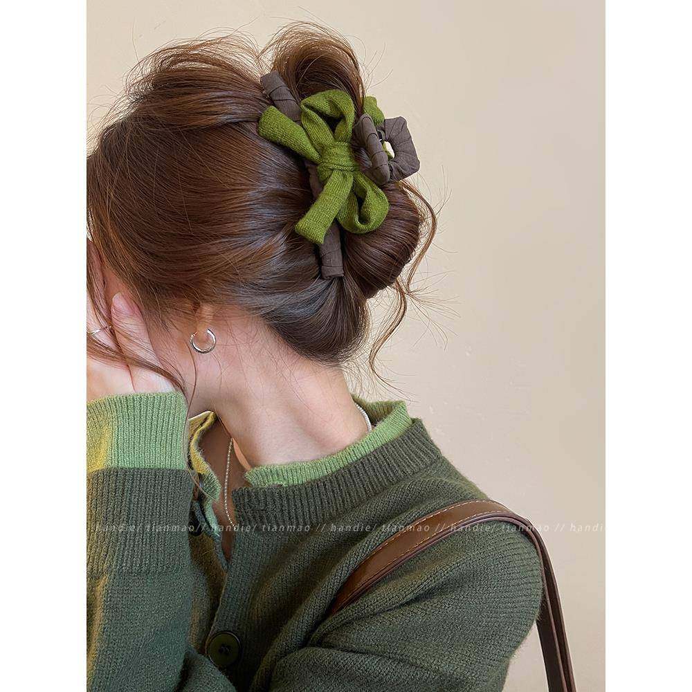 ต้นฤดูใบไม้ร่วง Bow Hairpin คลิปผู้หญิง 2025 ใหม่ฉลามขนาดใหญ่คลิปผมขนาดใหญ่ด้านหลังหัวผมคลิปอุปกรณ์เสริมผม