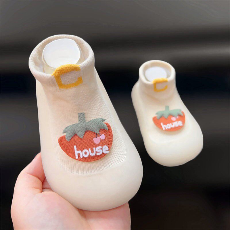 米白色婴儿鞋子春夏季薄款男女童宝宝袜鞋防滑软底学步鞋夏天透气