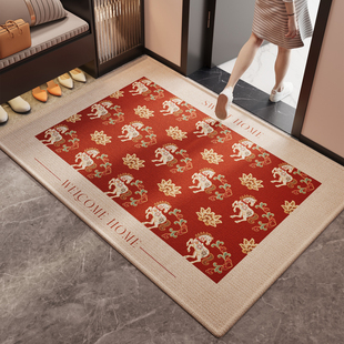 入户门地垫红色大门口防滑脚垫玄关耐脏除尘免打理可裁剪进门地毯