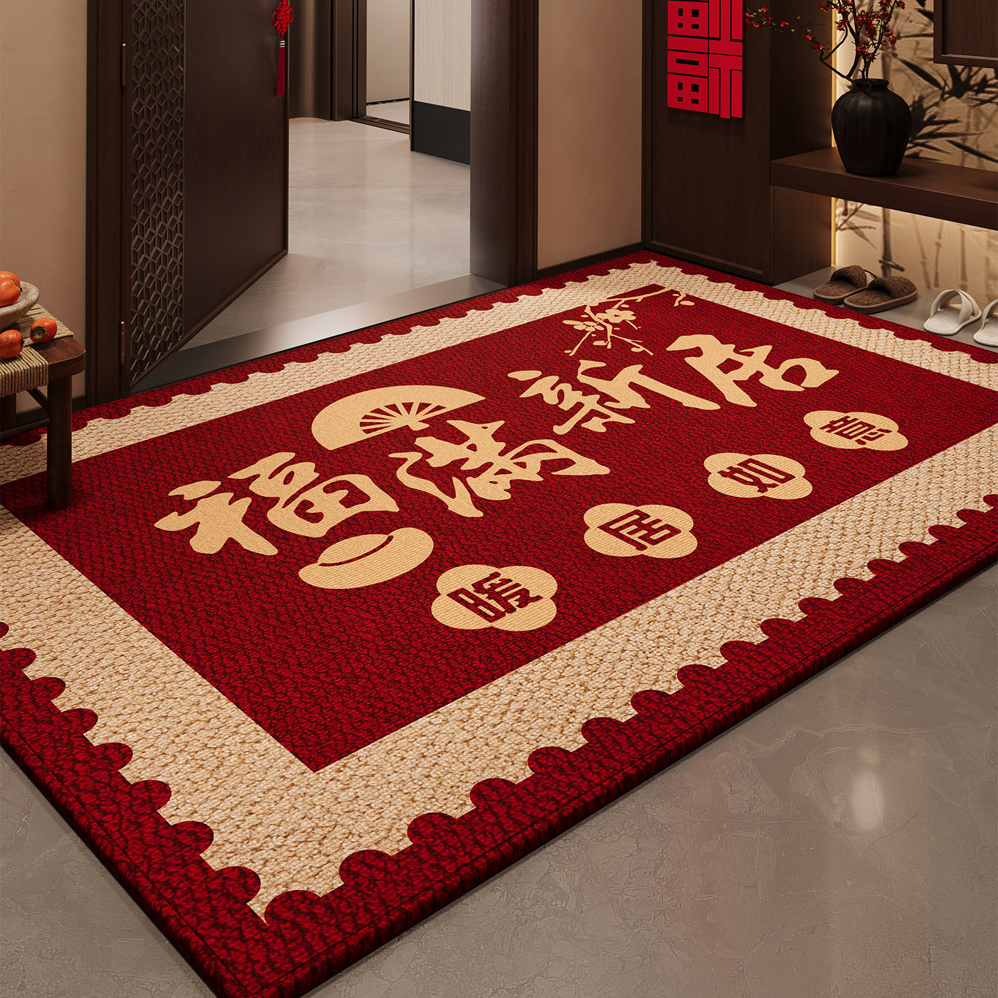 2026新年红入户地垫防滑耐脏