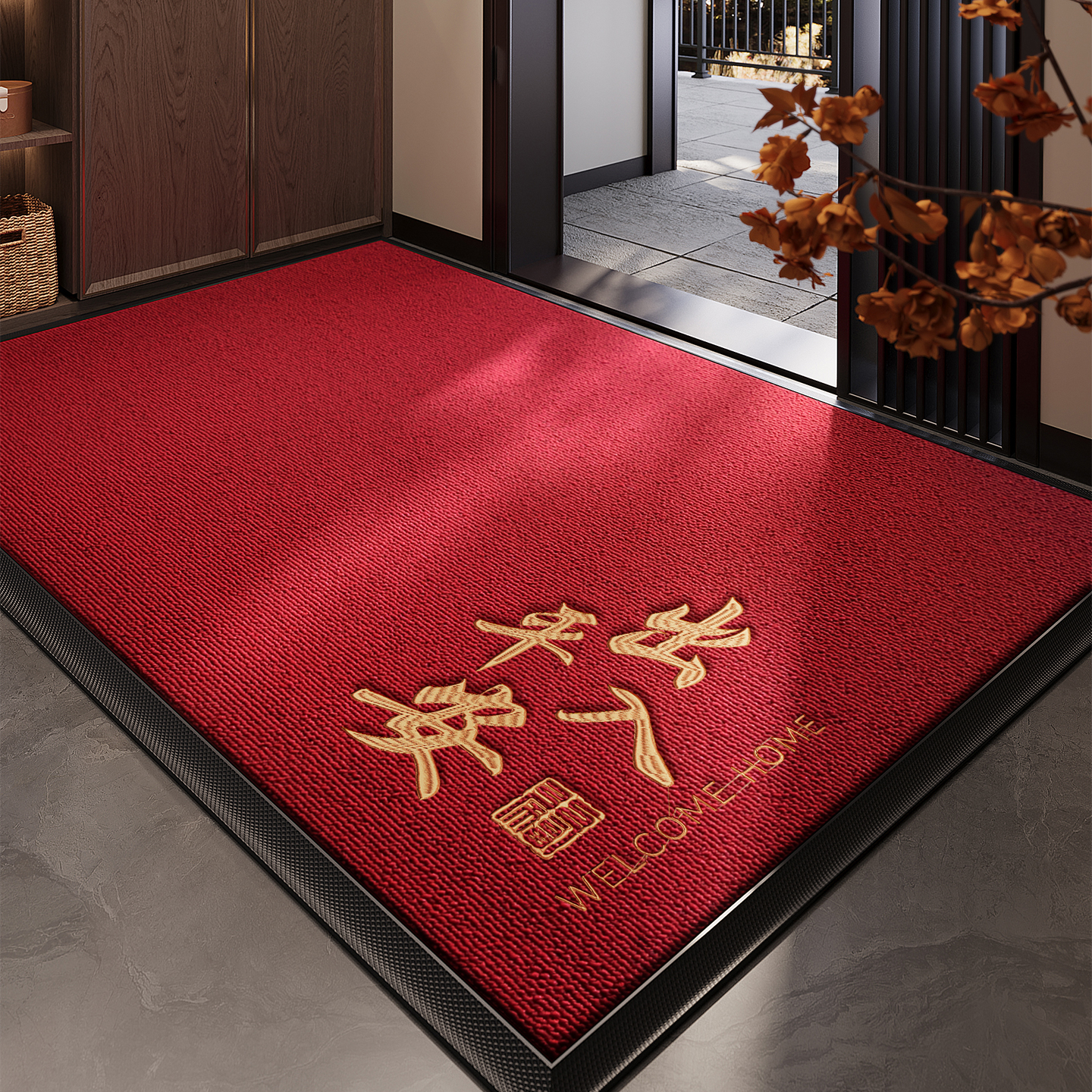 红色入户玄关防滑蹭土除尘门垫