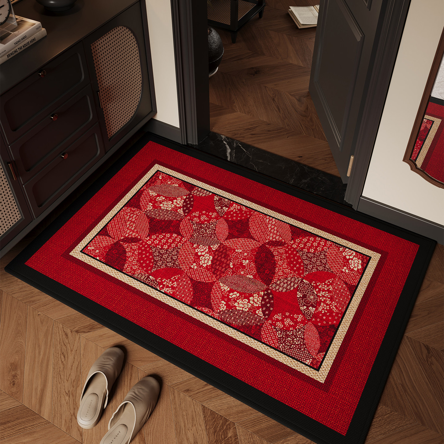 2026新款防滑脚垫红色喜庆玄关入户门地垫新年耐脏除尘高级感地毯,居家布艺,入户地垫,淘宝优惠券,粉丝福利购,淘宝优惠卷