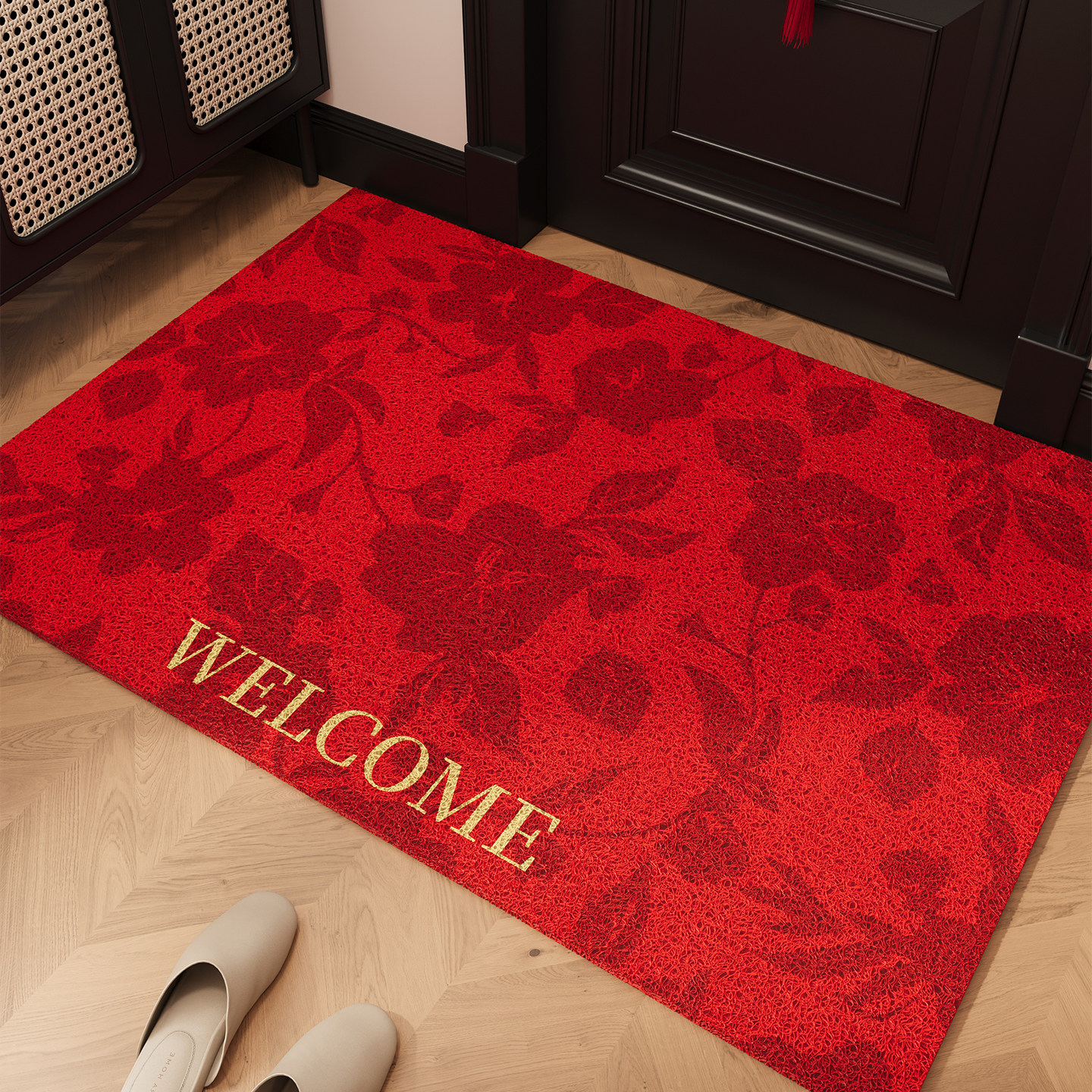 入户门地垫红色丝圈轻奢门垫防滑脚垫子耐脏耐磨除尘免洗地毯定制,居家布艺,入户地垫,淘宝优惠券,粉丝福利购,淘宝优惠卷