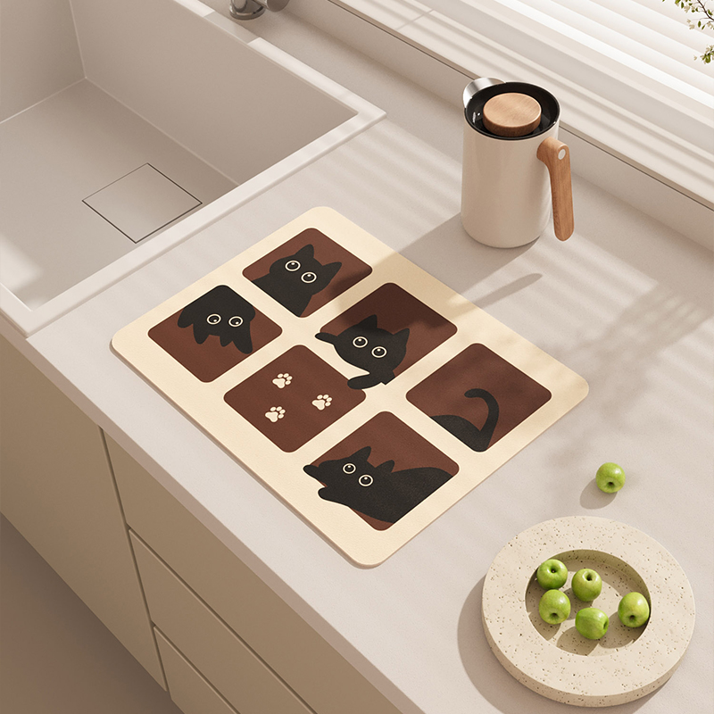 厨房卡通台面垫硅藻泥吸水速干沥水垫卫生间洗手台耐脏免洗浴室垫
