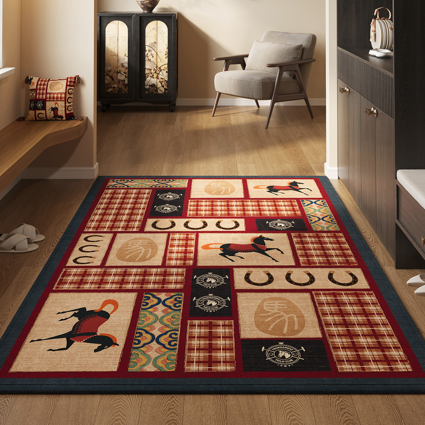 除尘民族风门口大颗粒脚垫地毯