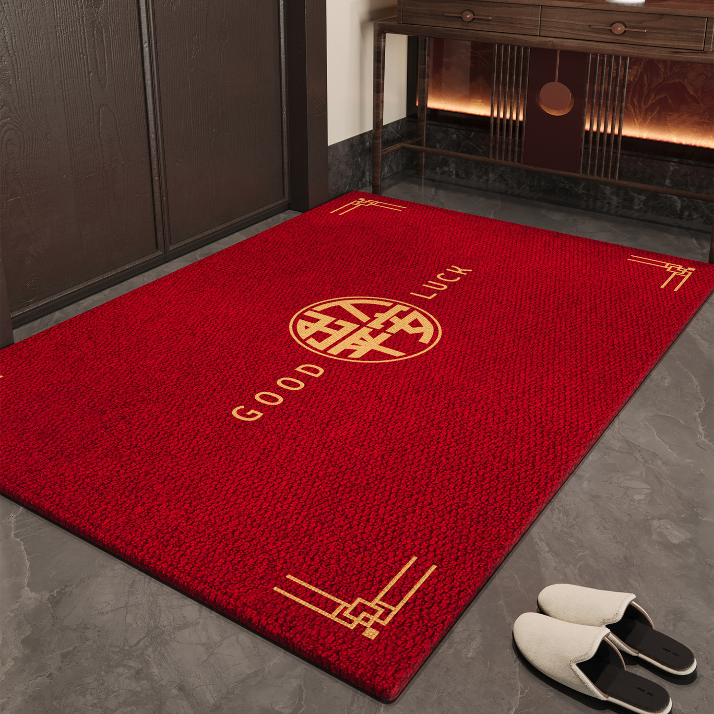 2026新款红色喜庆防滑脚垫新年入户门地垫耐脏除尘玄关高级感地毯,居家布艺,入户地垫,淘宝优惠券,粉丝福利购,淘宝优惠卷
