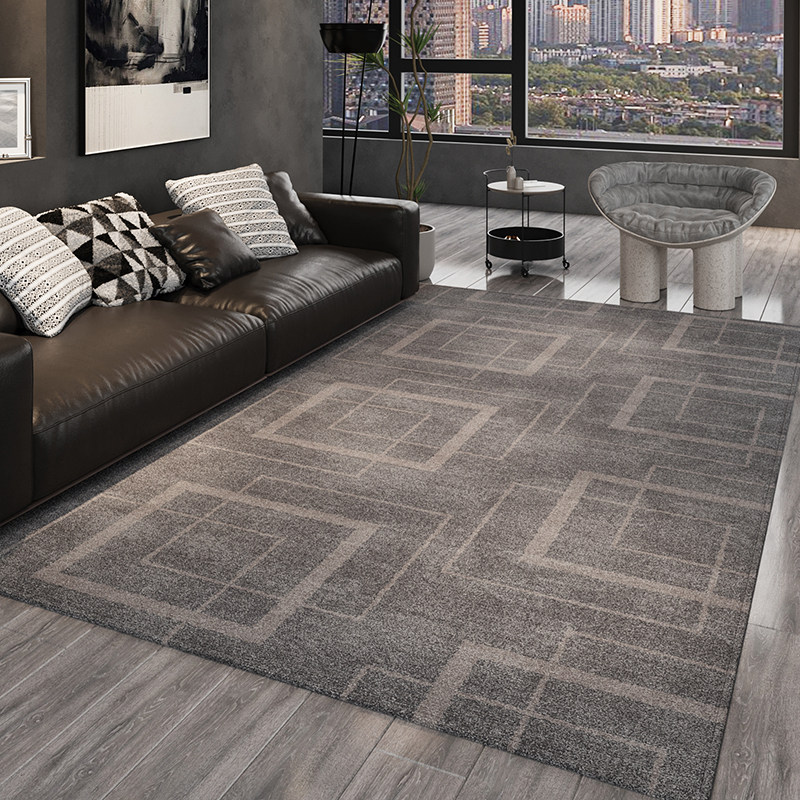 灰色客厅地毯意式极简风家用沙发茶几地垫轻奢高级感卧室垫床边毯