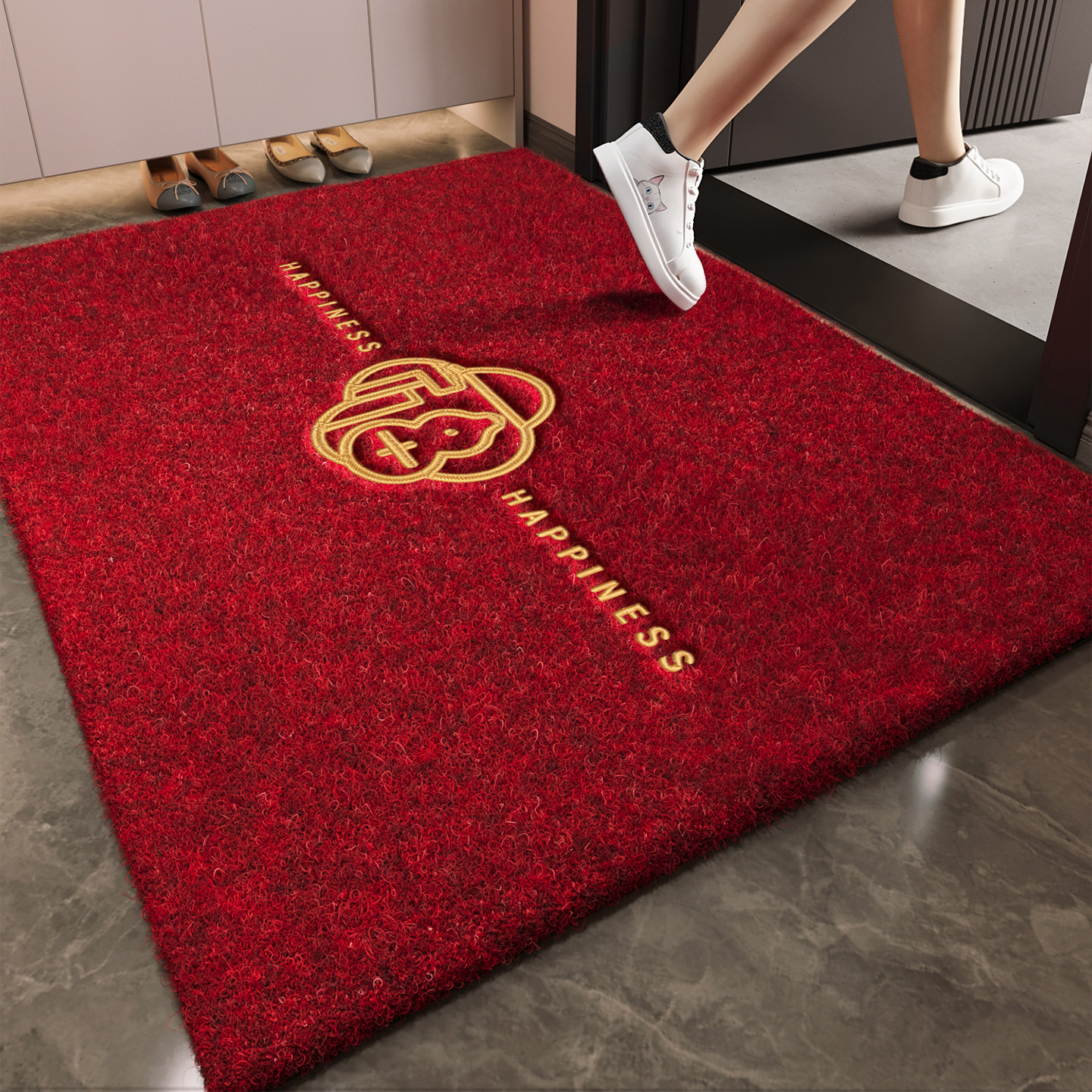 红色仿椰棕入户门地垫高级感防滑脚垫大门口玄关进门地毯耐脏除尘,居家布艺,入户地垫,淘宝优惠券,粉丝福利购,淘宝优惠卷