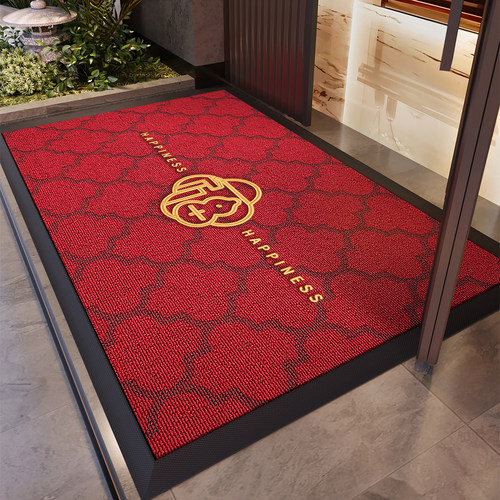 红色新年入户门地垫别墅高端大门口进门防滑脚垫喜庆耐脏除尘地毯
