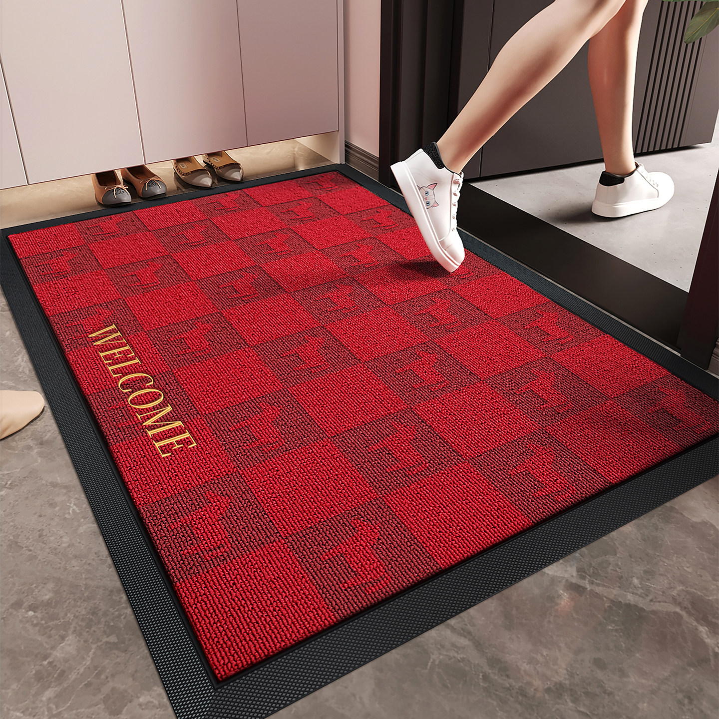 入户门地垫红色马年2026新款喜庆玄关防滑脚垫耐脏除尘高级感地毯,居家布艺,入户地垫,淘宝优惠券,粉丝福利购,淘宝优惠卷