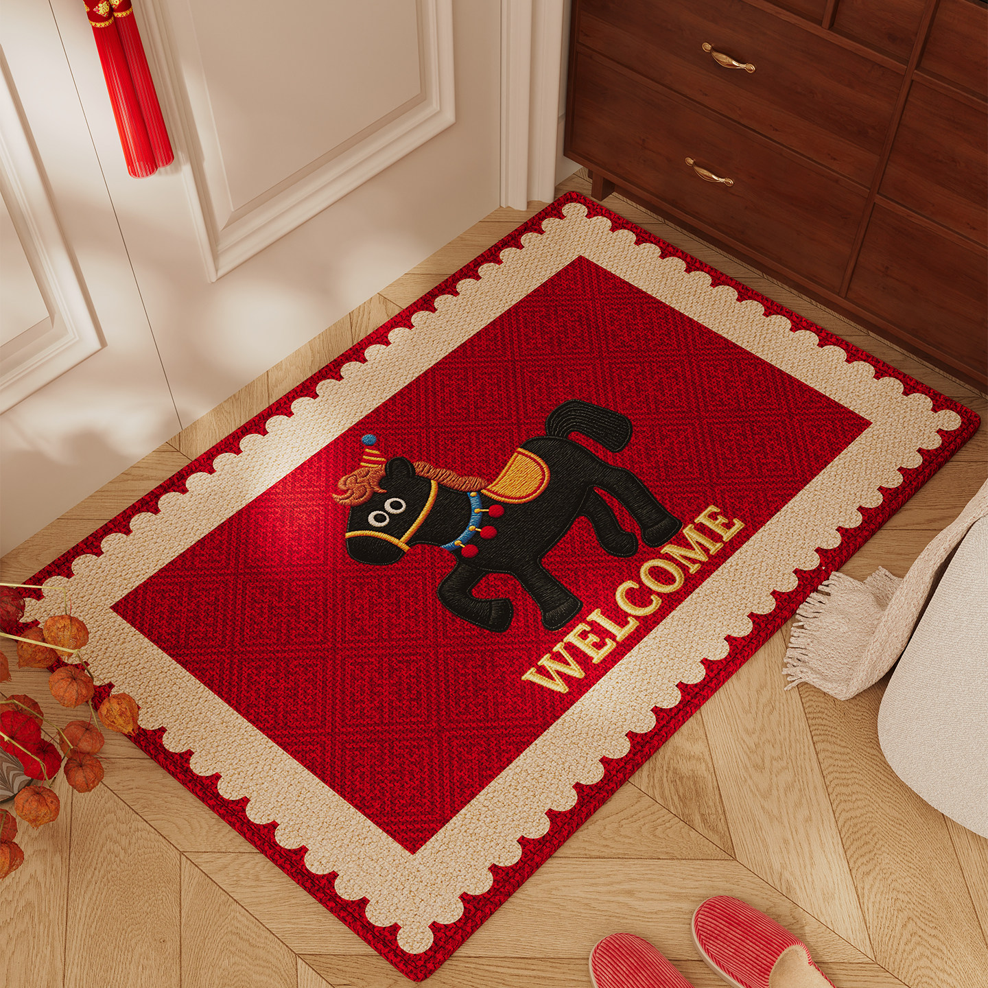 入户门地垫玄关大门口门垫防滑脚垫马年喜庆轻奢高级感可裁剪地毯,居家布艺,入户地垫,淘宝优惠券,粉丝福利购,淘宝优惠卷
