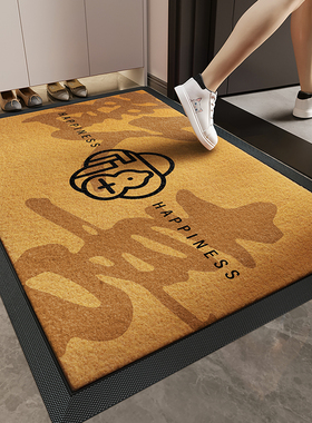 高级感入户门地垫仿椰棕黄色耐脏除尘大门口进门家用脚垫玄关地毯