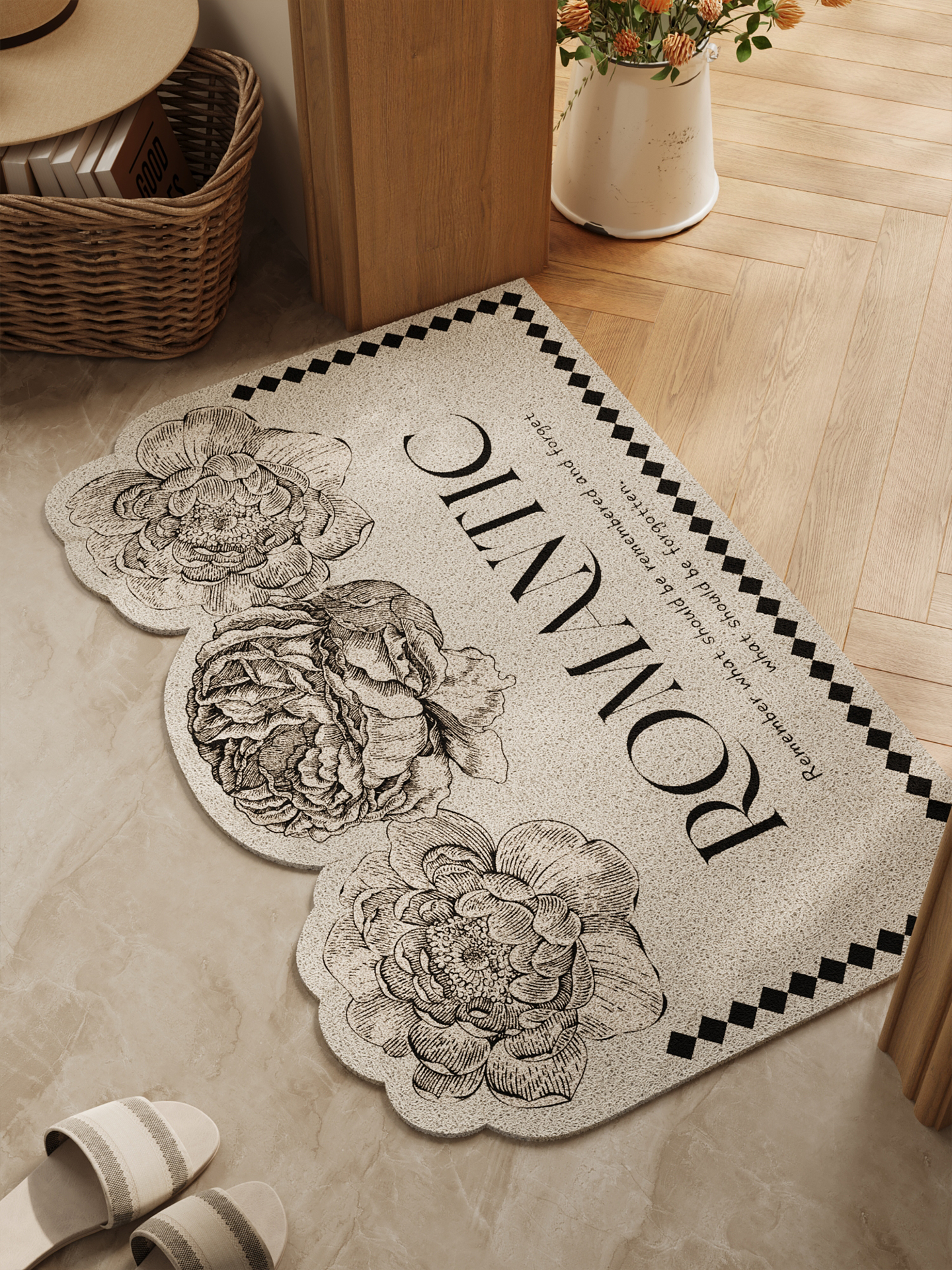 法式入户门地垫丝圈防滑脚垫门口刮泥除尘耐脏地毯玄关进门可裁剪