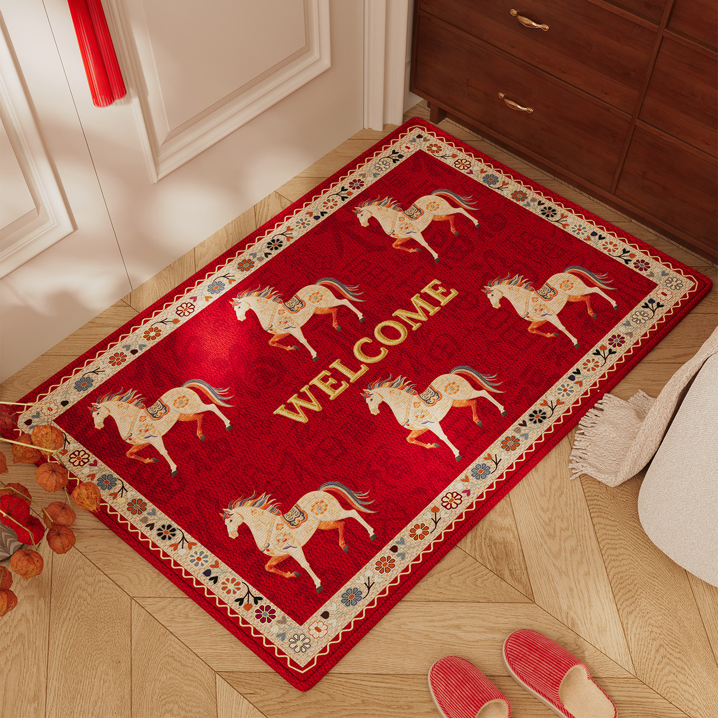 马年入户门地垫喜庆轻奢高级感玄关防滑脚垫大门口可裁剪地毯门垫,居家布艺,入户地垫,淘宝优惠券,粉丝福利购,淘宝优惠卷