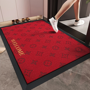 入户门地垫红色轻奢高级感玄关进门脚垫耐脏除尘免洗地毯别墅门垫