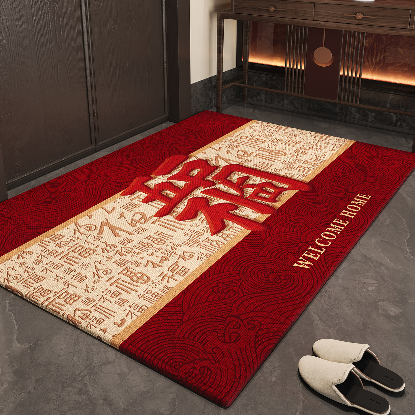入户门地垫新年2026新款红色喜庆防滑脚垫玄关耐脏除尘高级感地毯,居家布艺,入户地垫,淘宝优惠券,粉丝福利购,淘宝优惠卷