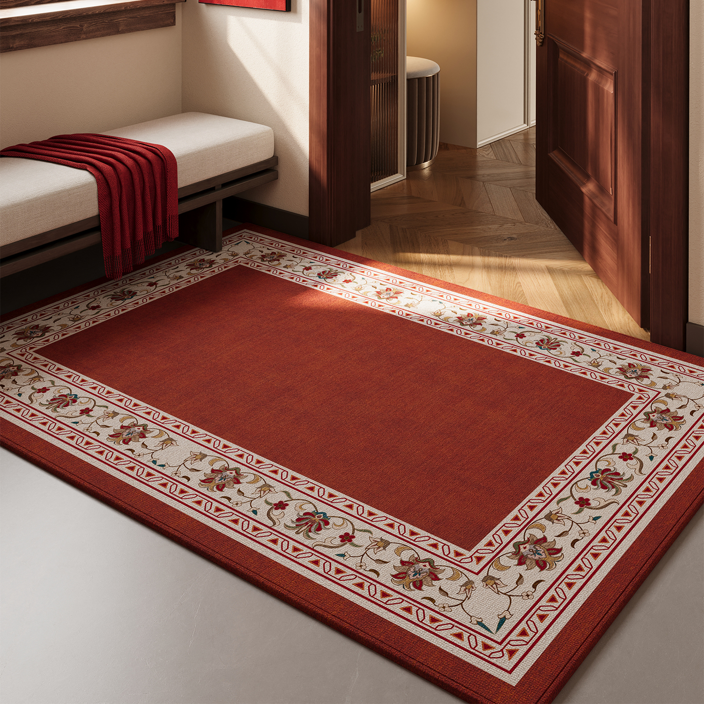 入户门地垫红色喜庆玄关进门高级
