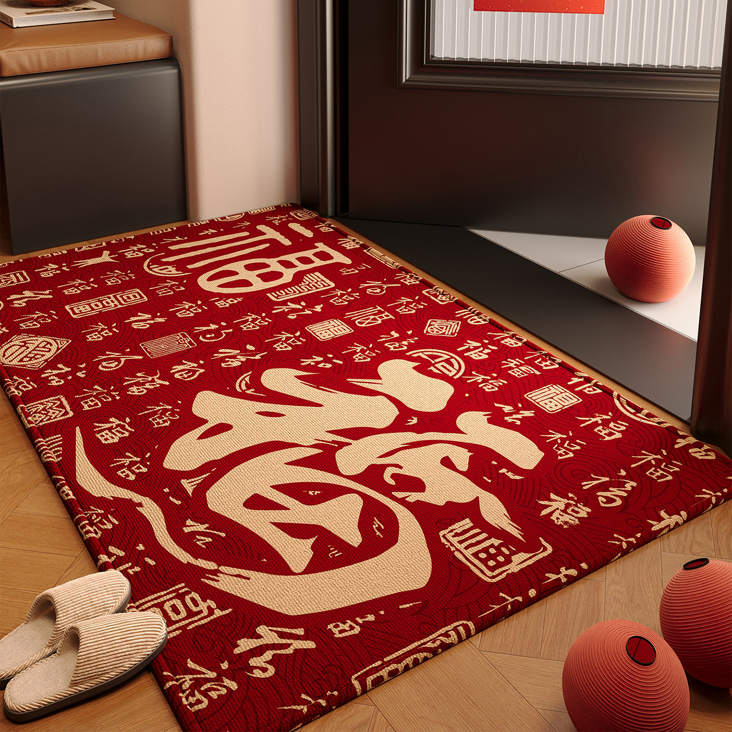 玄关门口进门防滑脚垫红色入户门地垫耐脏除尘免洗可裁剪地毯门垫,居家布艺,入户地垫,淘宝优惠券,粉丝福利购,淘宝优惠卷