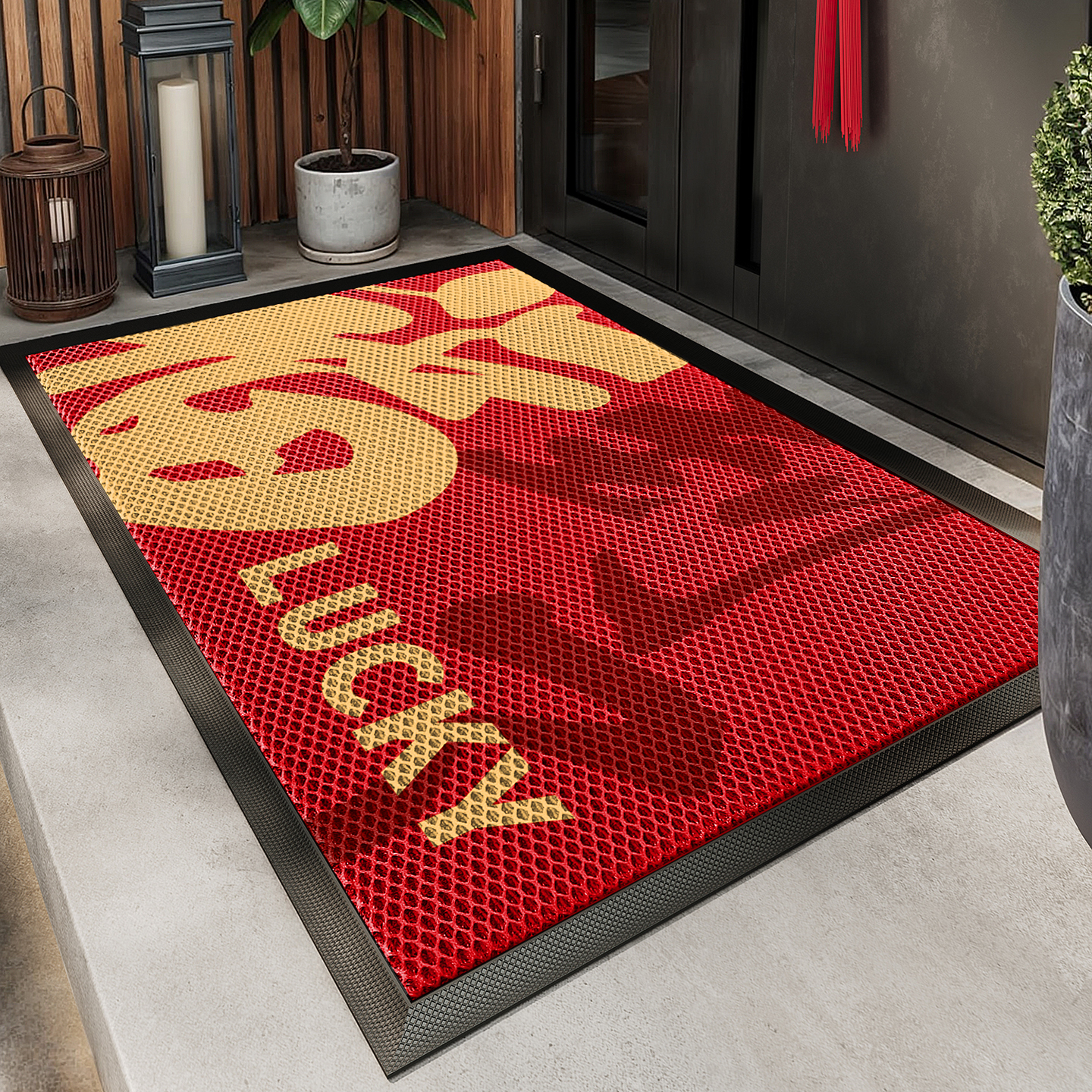 入户门地垫红色大门口防滑脚垫耐脏除尘免打理地毯高级感玄关门垫