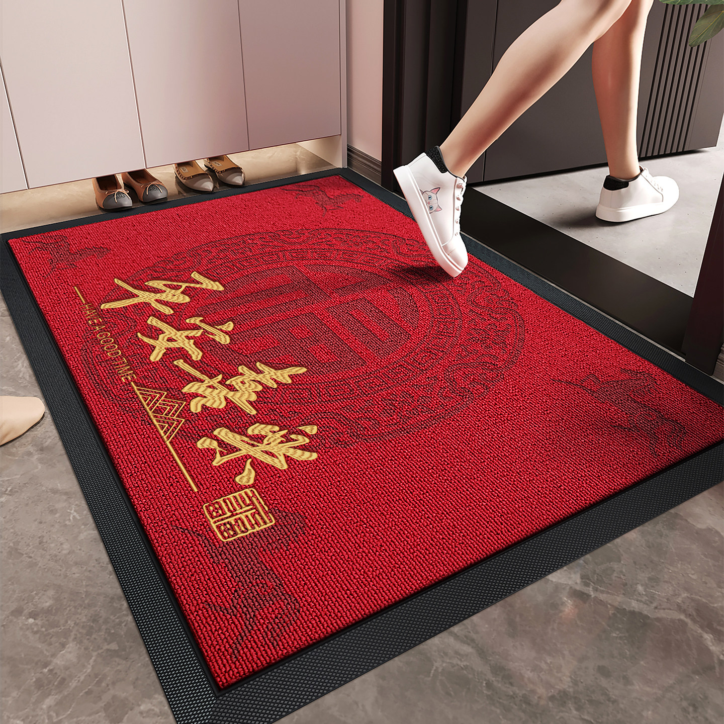 马年入户门地垫2026新款红色玄关防滑脚垫喜庆耐脏除尘高级感地毯,居家布艺,入户地垫,淘宝优惠券,粉丝福利购,淘宝优惠卷
