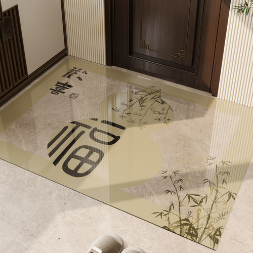 新中式入户门地垫软玻璃透明防滑脚垫大门口耐脏除尘玄关地毯门垫