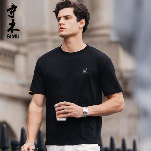 【万达撤柜】寺木原创夏季7A抗菌轻奢260纯棉男女休闲短袖T恤7068