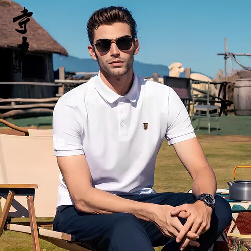 寺木桑蚕丝翻领商务短袖POLO衫