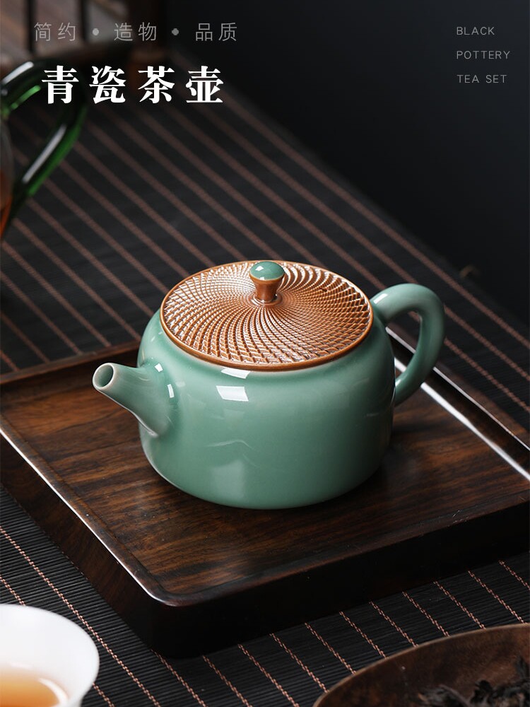 龙泉青瓷制茶家用大容量精品手工陶瓷茶壶单壶家用功夫茶具